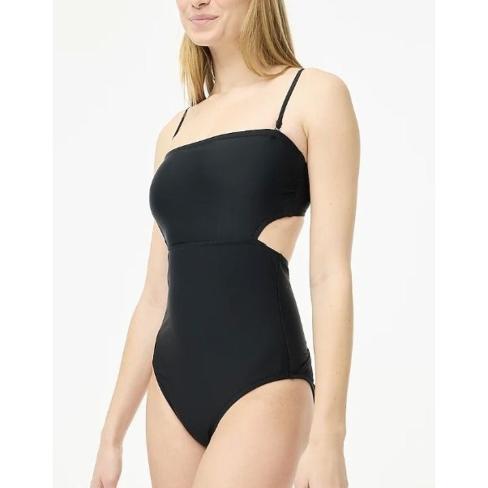 J. Crew Back Cutout One-Piece Swimsuit Black S Minimalist‎ Resort Vacation NWT